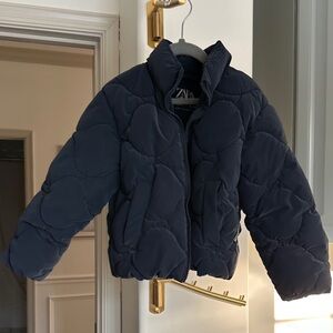 Zara Kids Dark Blue Quilted Puffer Coat